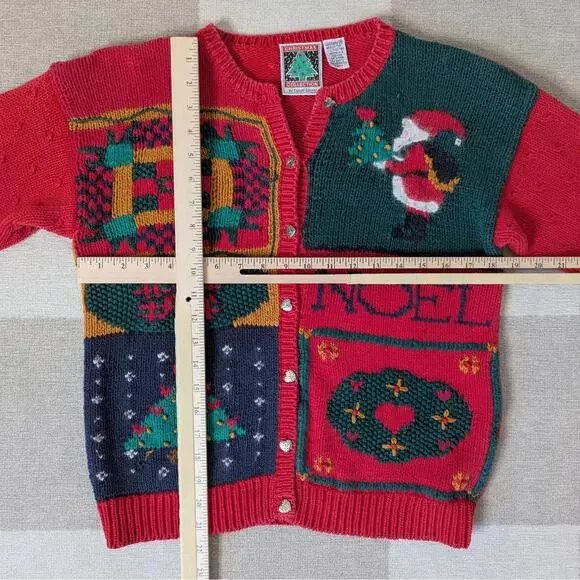 Vintage 90s Casual Corner chunky knit holiday Christmas Noel cardigan - Picture 5 of 7